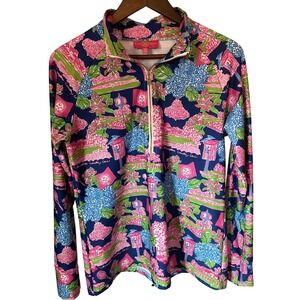 Kaeli Smith Womens Wilmington Country Club Quarter Zip Pullover M Pink Floral